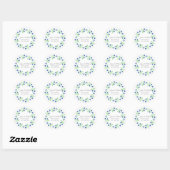 Sticker Rond Little Indigo Blue Watercolor Fleurs Wreath (Feuille)