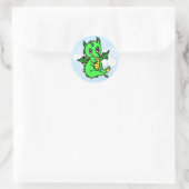 Sticker Rond Little Lime Green Dragon Fairy Tale Anniversaire (Sac)