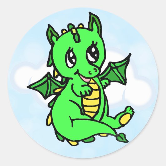 Sticker Rond Little Lime Green Dragon Fairy Tale Anniversaire (Devant)