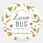 Sticker Rond Little Log Ladybug Baby shower feuille (Devant)