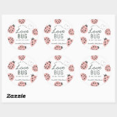 Sticker Rond Little Love Bug Pink Ladybug Baby Shower (Feuille)