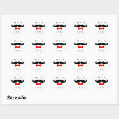 Sticker Rond Little Man C'est un garçon Moustache et Red Bowtie (Feuille)