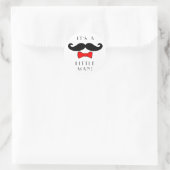 Sticker Rond Little Man C'est un garçon Moustache et Red Bowtie (Sac)