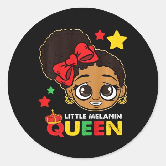 Sticker Rond Little Melanin Queen Black Histoire Mois Blm Afric (Devant)