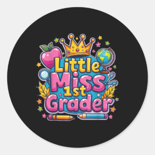 Sticker Rond Little Miss 1st Grader - Premier Jour De L'École O