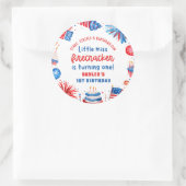 Sticker Rond Little Miss Firecracker 4 juillet 1er anniversaire (Sac)