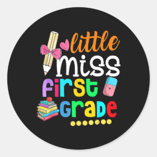 Sticker Rond Little Miss Première Année Retour À L'École 1ère A