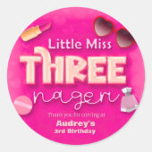 Sticker Rond Little Miss Threenager - Fille 3e anniversaire (Devant)