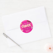 Sticker Rond Little Miss Threenager - Fille 3e anniversaire (Enveloppe)