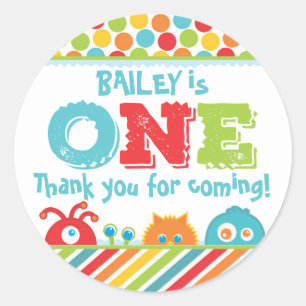 Sticker Rond Little Monster 1er anniversaire Premier