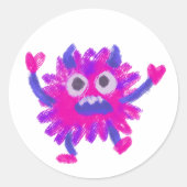 Sticker Rond Little Monster Animal Drawing (Devant)