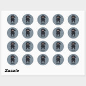 Sticker Rond Little Ninja Warrior on Grey (Feuille)