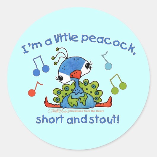 Sticker Rond Little Peacock Short et Stout (Devant)