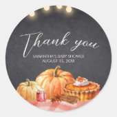 Sticker Rond Little Pumpkin Autumn Picnic Baby Shower (Devant)
