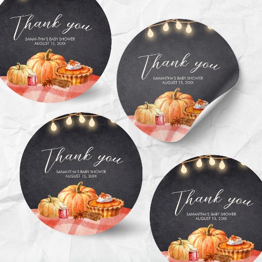 Sticker Rond Little Pumpkin Autumn Picnic Baby Shower