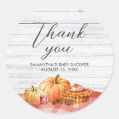 Sticker Rond Little Pumpkin Fall Picnic Baby Shower (Devant)