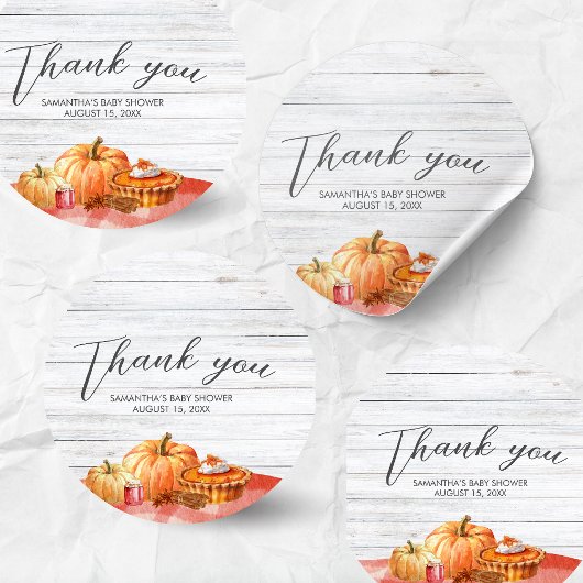 Sticker Rond Little Pumpkin Fall Picnic Baby Shower