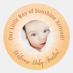 Sticker Rond Little Ray of Sunshine Baby shower