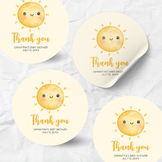 Sticker Rond Little Ray of Sunshine Baby Shower