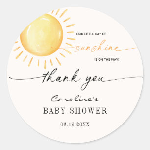 Sticker Rond Little Ray Of Sunshine Baby shower Classic Round S