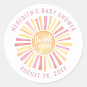 Sticker Rond Little Ray Of Sunshine Boho Baby shower (Devant)