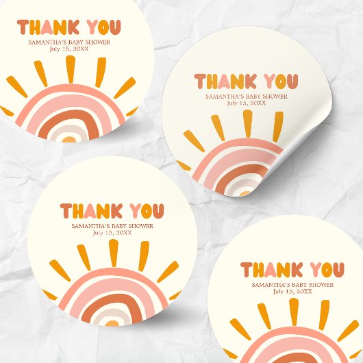 Sticker Rond Little Ray of Sunshine Boho Sun Baby Shower