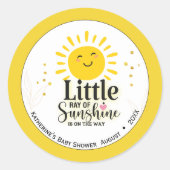 Sticker Rond Little Ray of Sunshine Parties scintillant Baby sh (Devant)