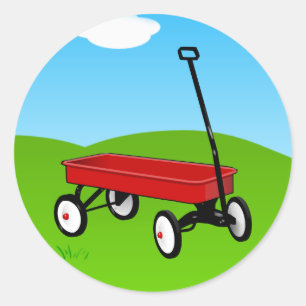 Sticker Rond Little Red Wagon