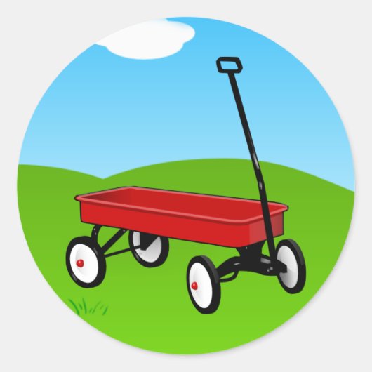 Sticker Rond Little Red Wagon (Devant)
