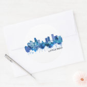Sticker Rond Little Rock Arkansas Skyline Blue (Enveloppe)