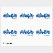 Sticker Rond Little Rock Arkansas Skyline Blue (Feuille)