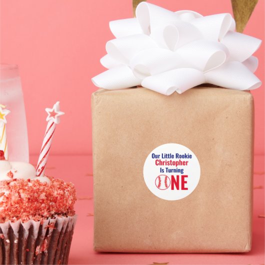 Sticker Rond Little Rookie Baseball 1er anniversaire (Fête)