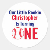 Sticker Rond Little Rookie Baseball 1er anniversaire (Devant)