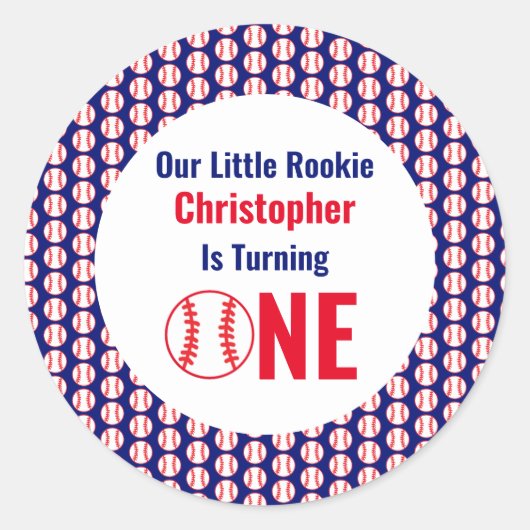 Sticker Rond Little Rookie Baseball 1er anniversaire (Devant)