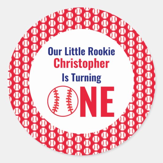 Sticker Rond Little Rookie Baseball 1er anniversaire (Devant)