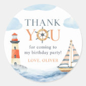 Sticker Rond Little Sailor Nautical Blue Pastel 1er Anniversair (Devant)