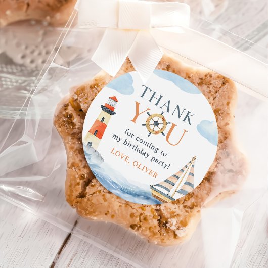 Sticker Rond Little Sailor Nautical Blue Pastel 1er Anniversair