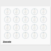Sticker Rond Little Silly Goose Bow Baby Shower Blue Gingham  (Feuille)