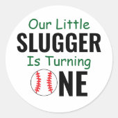 Sticker Rond Little Slugger Baseball 1er anniversaire (Devant)
