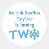 Sticker Rond Little Snowflake 2e anniversaire (Devant)