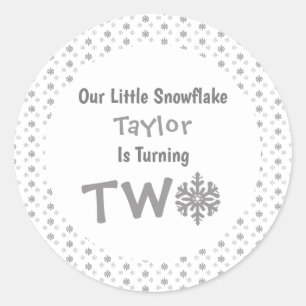 Sticker Rond Little Snowflake 2e anniversaire