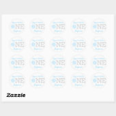 Sticker Rond Little Snowflake Blue Silver Parties scintillant 1 (Feuille)