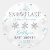 Sticker Rond Little Snowflake Boys Baby shower d'hiver (Devant)