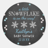 Sticker Rond Little Snowflake Boys Baby shower d'hiver (Devant)