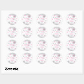 Sticker Rond Little Snowflake Pink Silver Glittery Baby Shower  (Feuille)