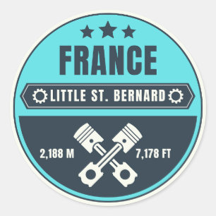 Sticker Rond Little St Bernard Pass Français italie Motobik alp