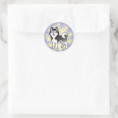 Sticker Rond Little Star Siberian Husky / Malamute d'Alaska (Sac)