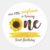 Sticker Rond Little Sunflower 1er anniversaire (Devant)