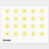 Sticker Rond Little Sunshine Party Yellow Sun (Feuille)