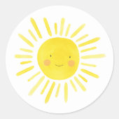 Sticker Rond Little Sunshine Party Yellow Sun (Devant)
